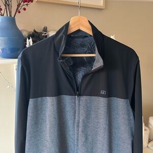 Travis Mathew Gate Change Stretch Full Zip Dark Blue and Gray Men's Jacket
